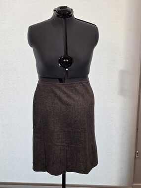 Classic Tailored Dark Gray Wool Blend Skirt